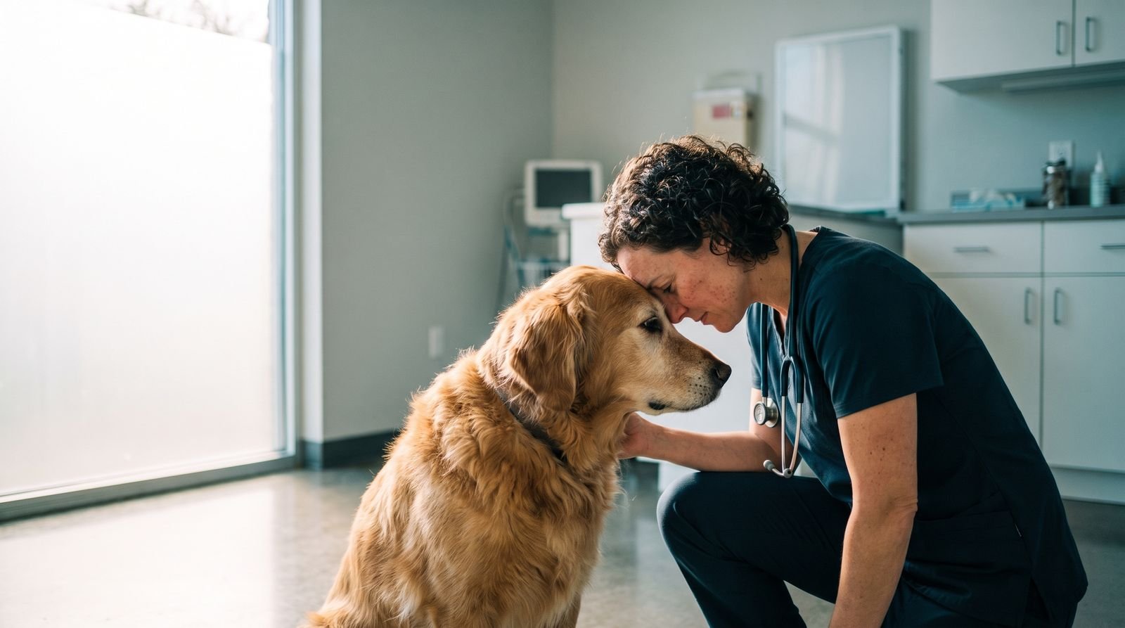 Veterinária do Hospital Veterinário Atibaia acolhe um golden retriever